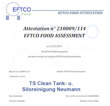 EFTCO food attestation preview